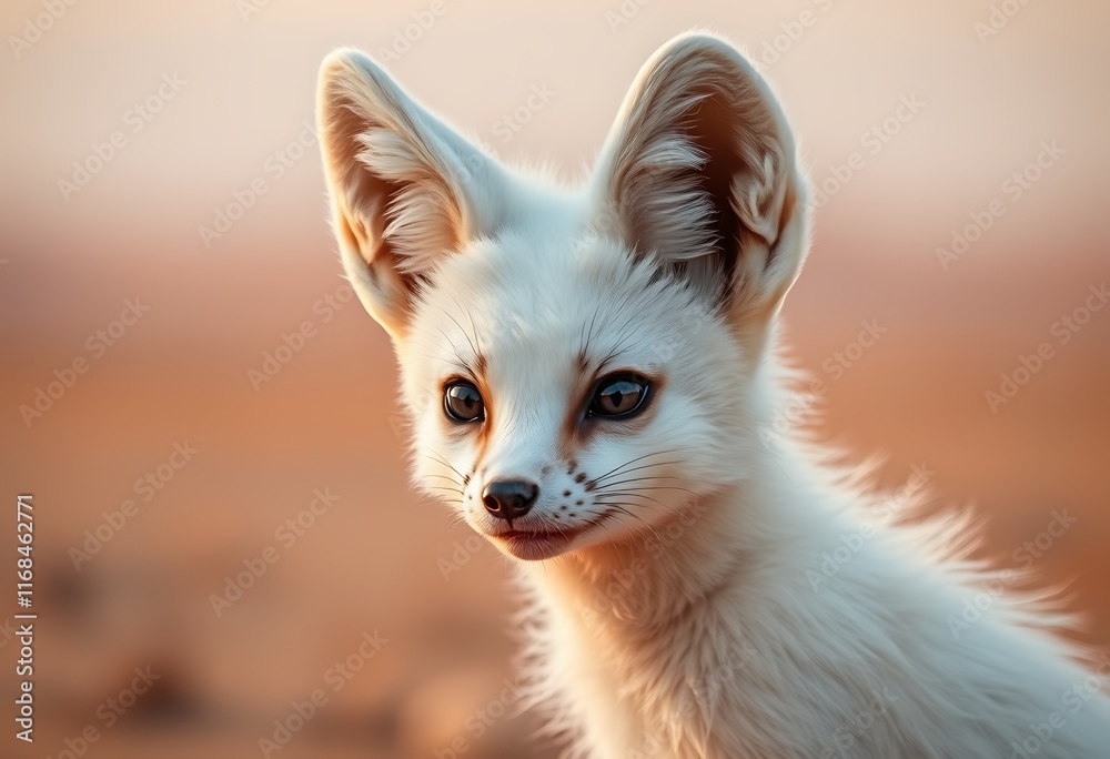 Obraz premium Adorable White Fennec Fox Desert Sunset Soft Fur