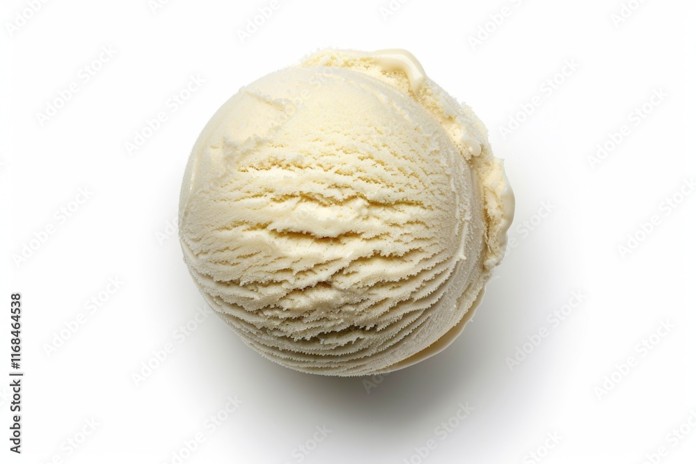 Fototapeta premium Vanilla ice cream scoop from top or from above isolated on white background. Including clipping path