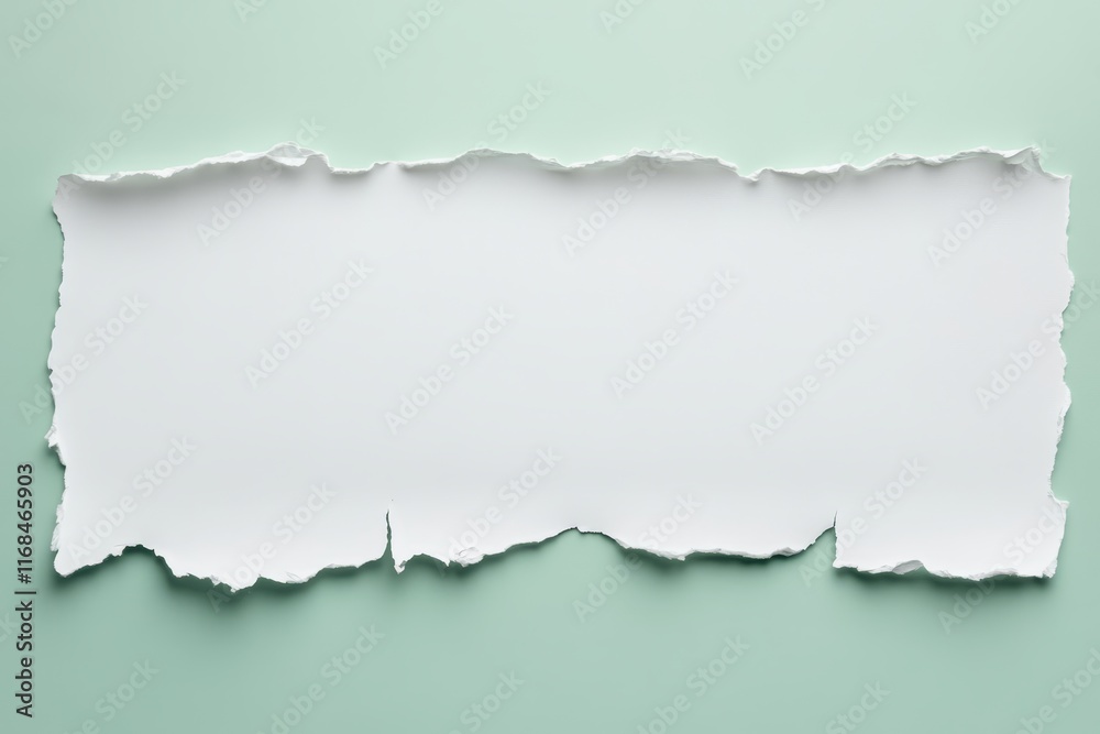 Torn white paper on mint background.