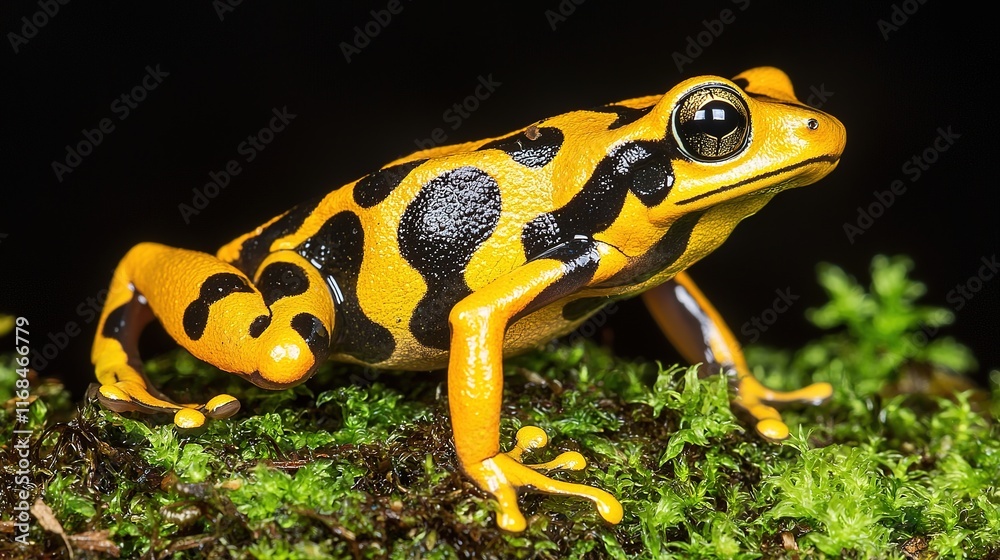 Obraz premium Vibrant Yellow Frog on Moss