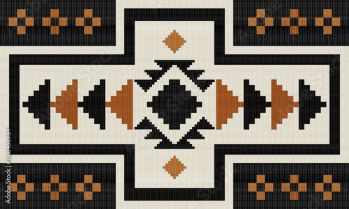 Navajo tribal vector pattern. Native American ornament. Ethnic South Western decor style. Boho geometric ornament. Ikat embroidery blanket, rug. Woven carpet. Mexican fabric fashion.