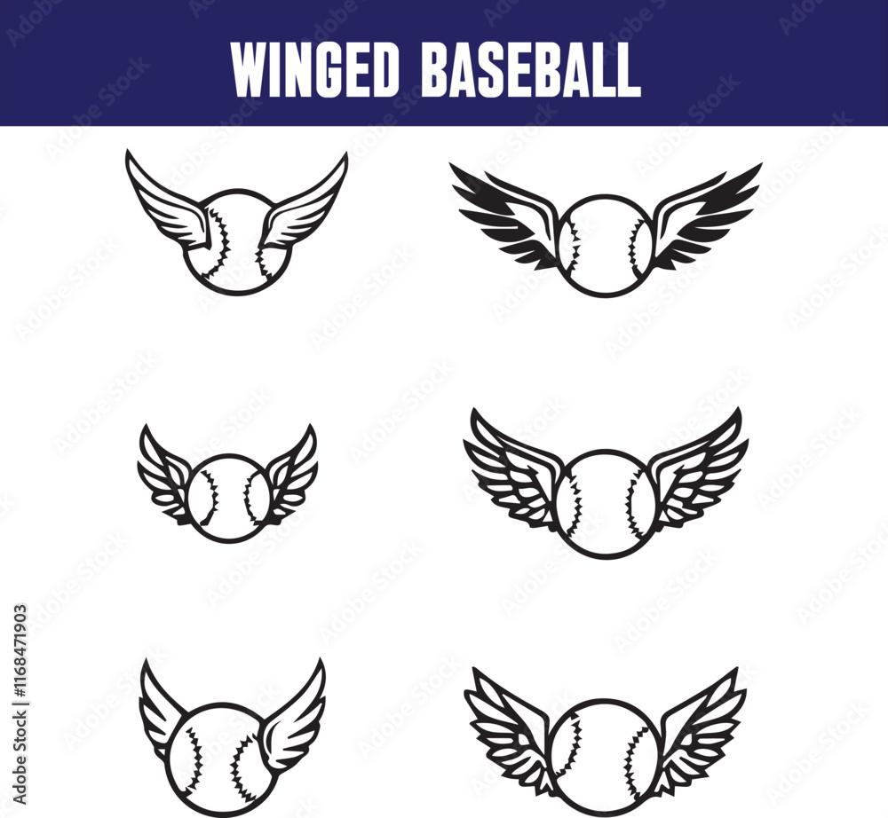 winged baseball or baseball with wings winged baseball or baseball with wings