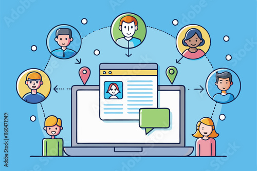 Wallpaper Mural Collaborative Online Networking and User Profiles in a Modern Digital Platform Illustration Torontodigital.ca