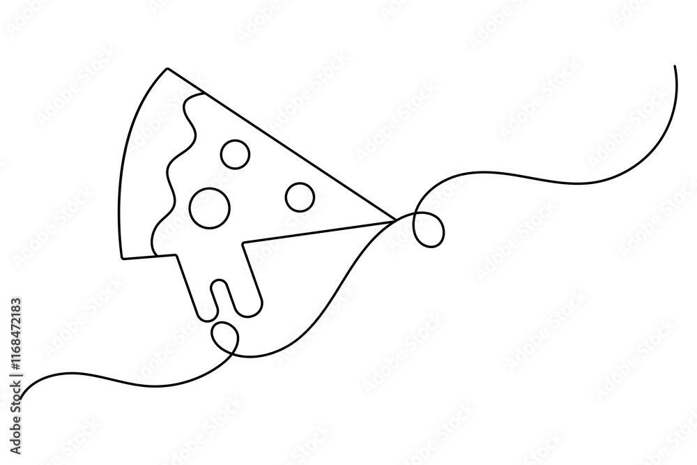 Obraz premium Pizza fast food in one line of minimalist vector icon with black and white background 