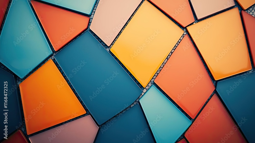 Fototapeta premium Mosaic abstract background concept. Colorful abstract shapes create a vibrant mosaic design for creative uses.