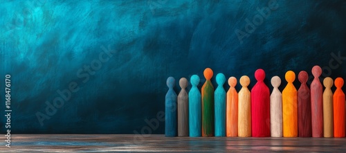 Blackboard with Colorful Chalk Drawing of People Symbolizing Unity and Diversity photo