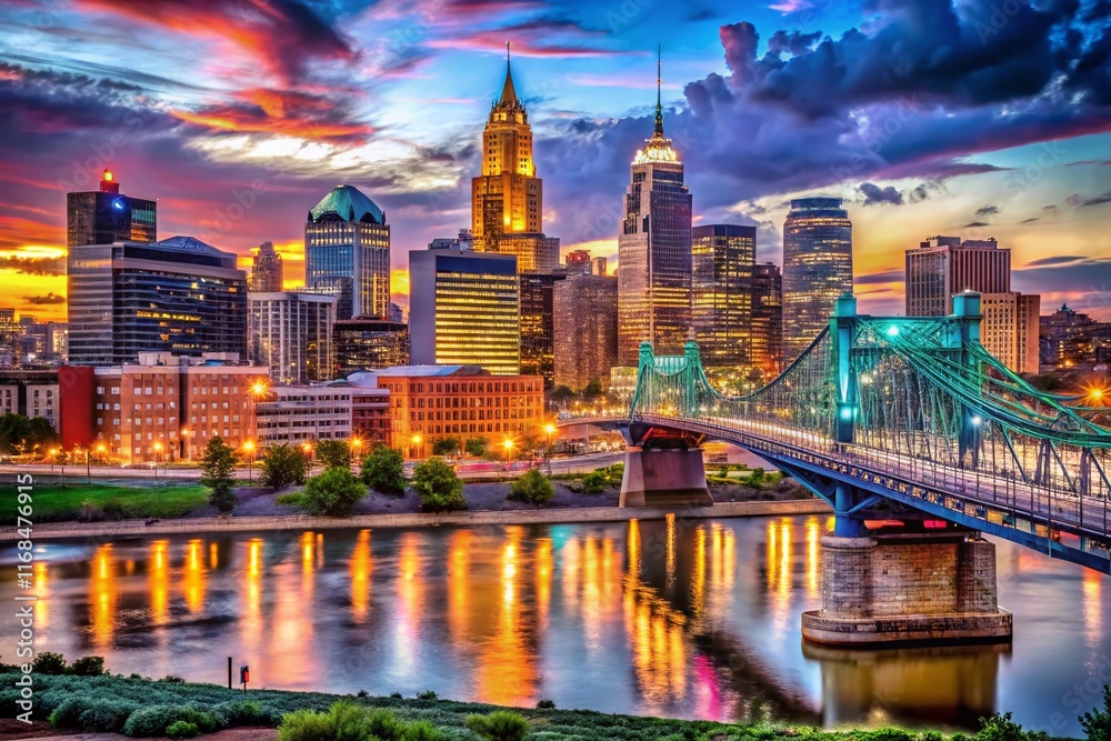 Obraz premium Cincinnati Ohio Skyline Urban Architecture Cityscape - Stock Photo