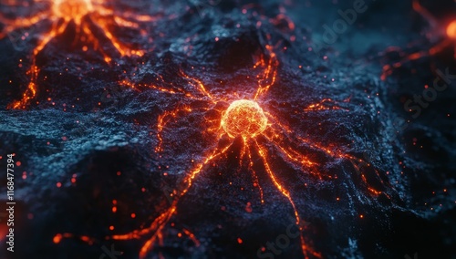 Wallpaper Mural Glowing sphere erupting from volcanic rock. Torontodigital.ca