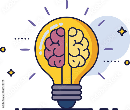 Light bulb - idea, creative icon with human brain