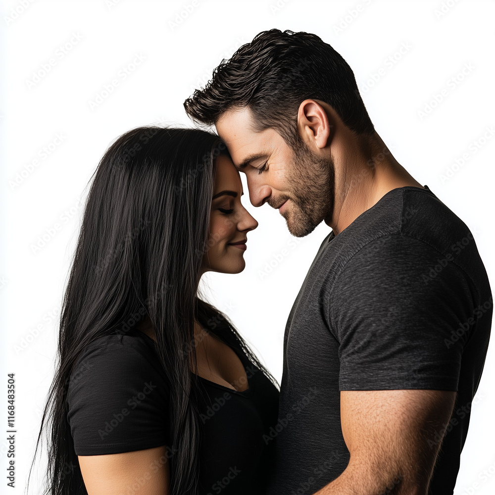 Portraits of mid 30s couple in love. Putting their head together. Portraits of mid 30s couple in love. Putting their head together.