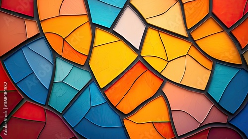 Mosaic abstract background concept. Colorful abstract pattern of stained glass creating vibrant textures and shapes.