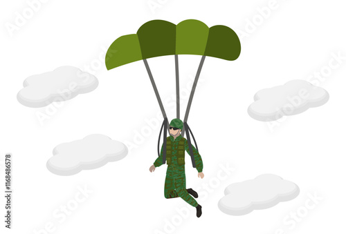 Army Parachute Concept Illustration Stylish and Beautiful