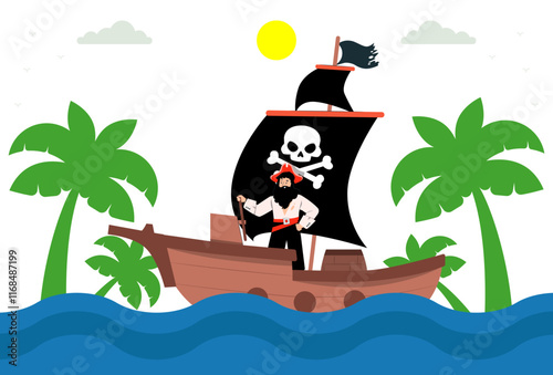Pirate Danger Concept Illustration Stylish and Beautiful