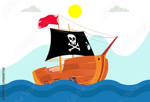 Shipwreck Concept Illustration Stylish and Beautiful