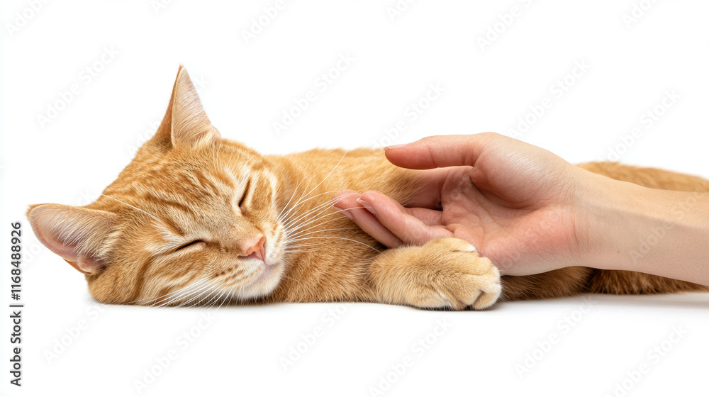 Fototapeta premium person petting cat