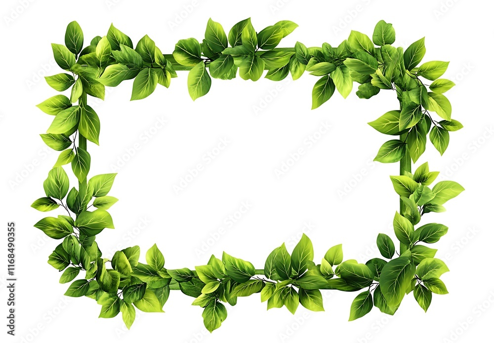 Green leaves framed, isolated on a white spring summer background Green leaves framed, isolated on a white spring summer background