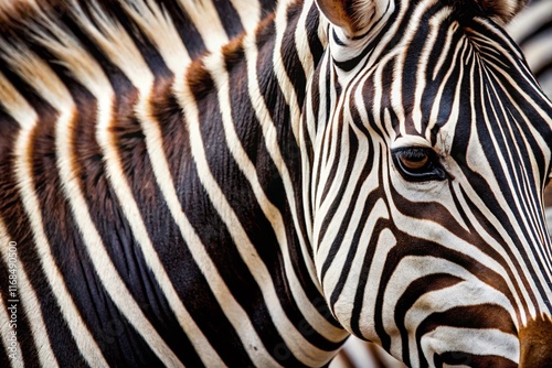 Close-up Zebra Skin Texture: Black and White Stripes, Animal Print Background