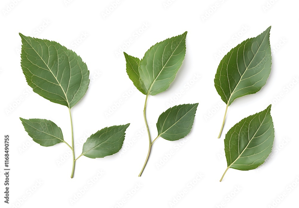 Green leaves framed, isolated on a white spring summer background Green leaves framed, isolated on a white spring summer background