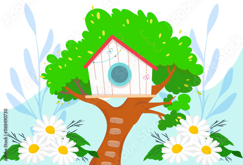 Bird House Concept Illustration Stylish and Beautiful