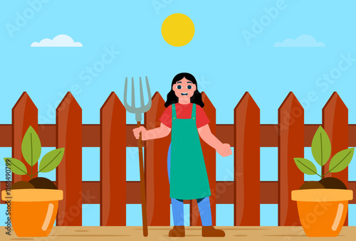 Farm Fork Concept Illustration Stylish and Beautiful