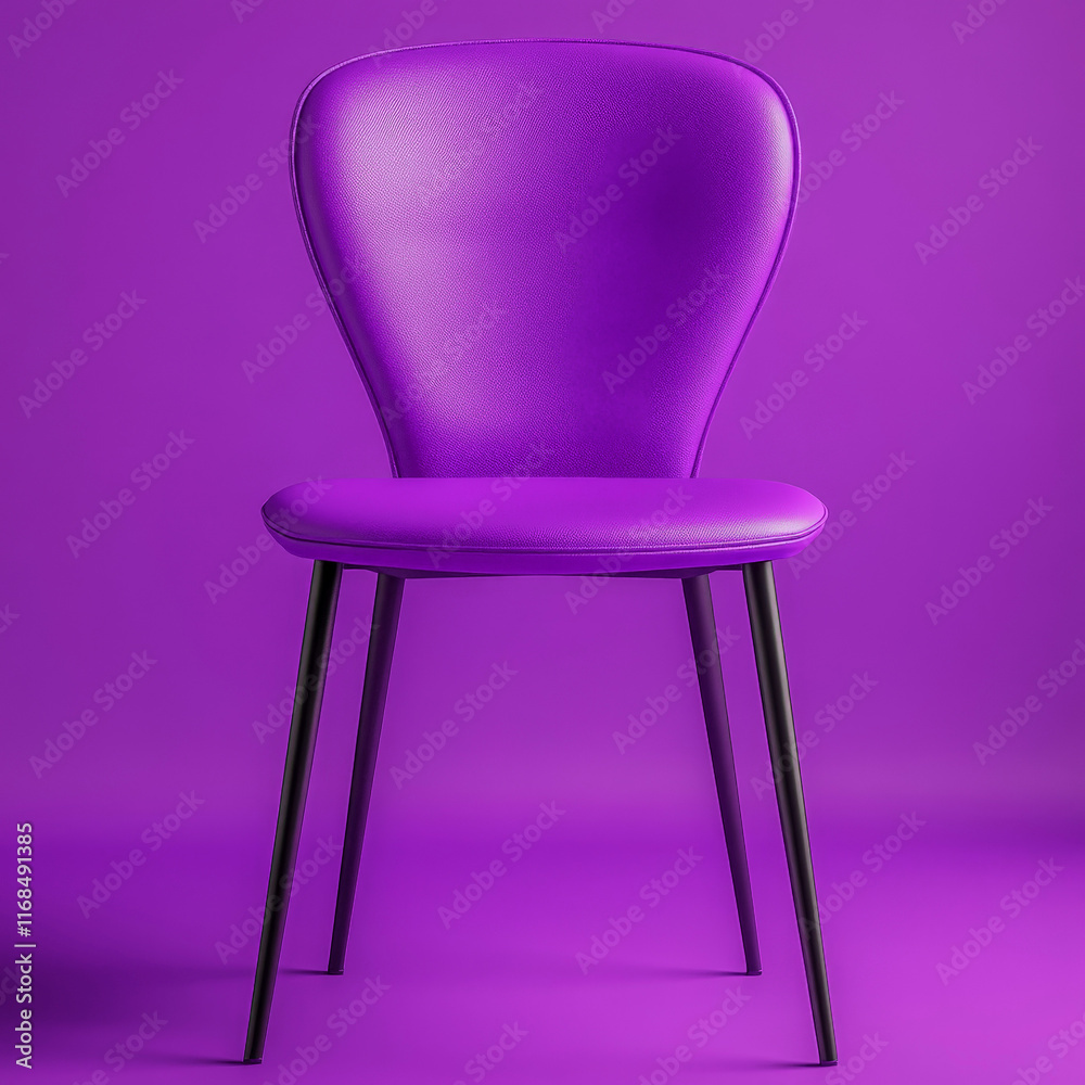 sleek purple chair with a modern design, featuring black legs and a vibrant purple background. The monochromatic aesthetic emphasizes the chair's bold and contemporary appeal sleek purple chair with a modern design, featuring black legs and a vibrant purple background. The monochromatic aesthetic emphasizes the chair's bold and contemporary appeal