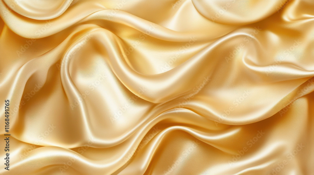 Obraz premium Luxurious golden silk fabric with smooth, flowing texture and shine