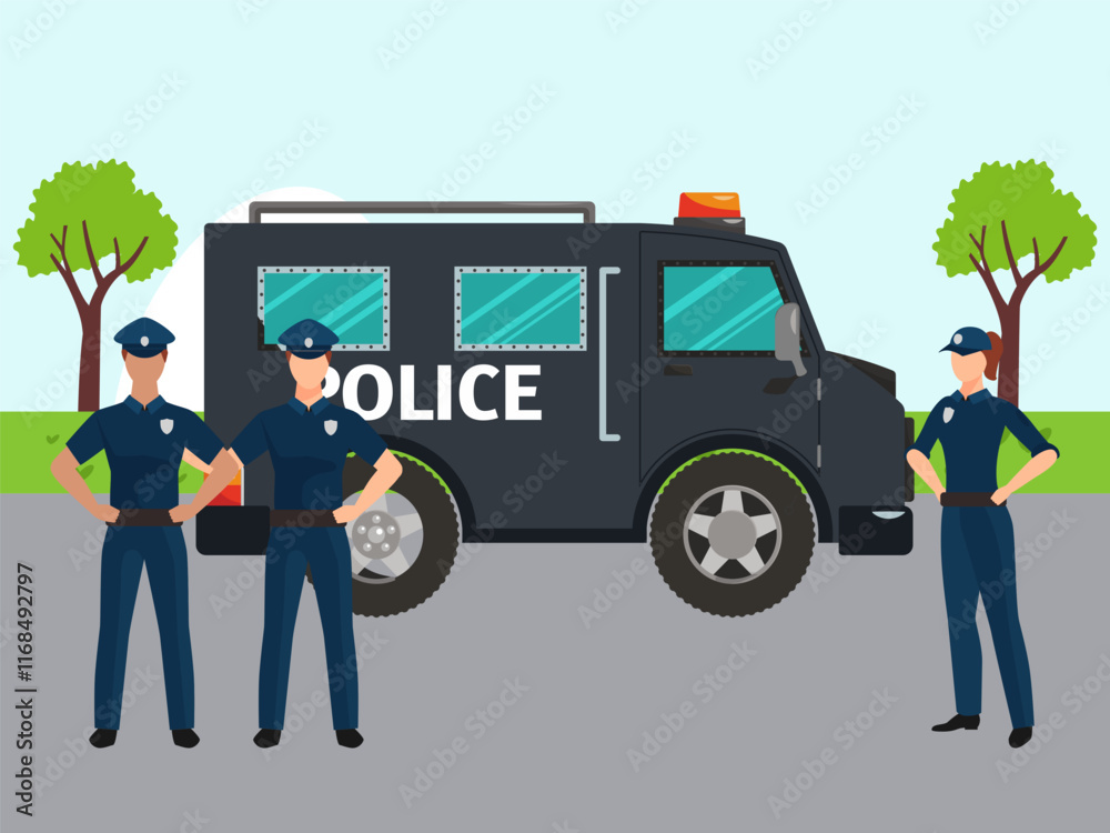 Police Van Concept Illustration Stylish and Beautiful Police Van Concept Illustration Stylish and Beautiful