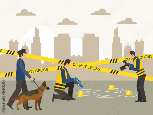 Crime Scene Concept Illustration Stylish and Beautiful