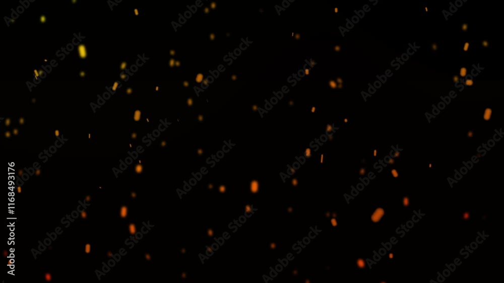 fire sparks flying particle animation on black background