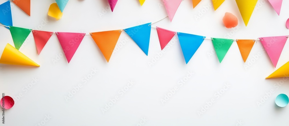 Colorful party bunting on white background. Colorful party bunting on white background.