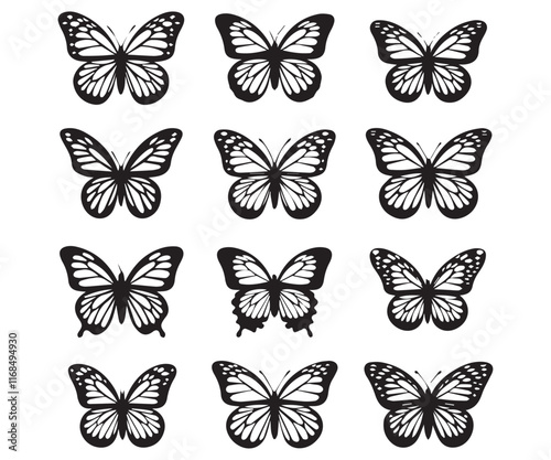 Wallpaper Mural Monarch butterfly silhouettes collection, vector illustration Torontodigital.ca