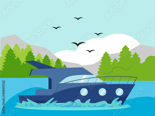 Boat Concept Illustration Stylish and Beautiful