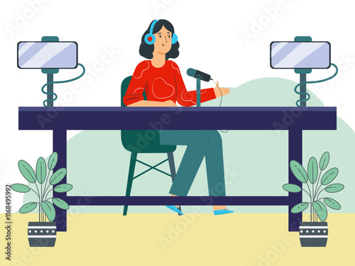 Livestream Concept Illustration Stylish and Beautiful