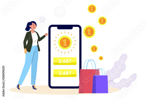 Earn Reward Points Concept Illustration Stylish and Beautiful