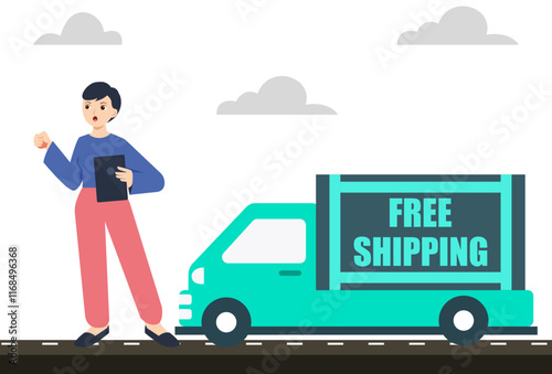 Free Shipping Concept Illustration Stylish and Beautiful