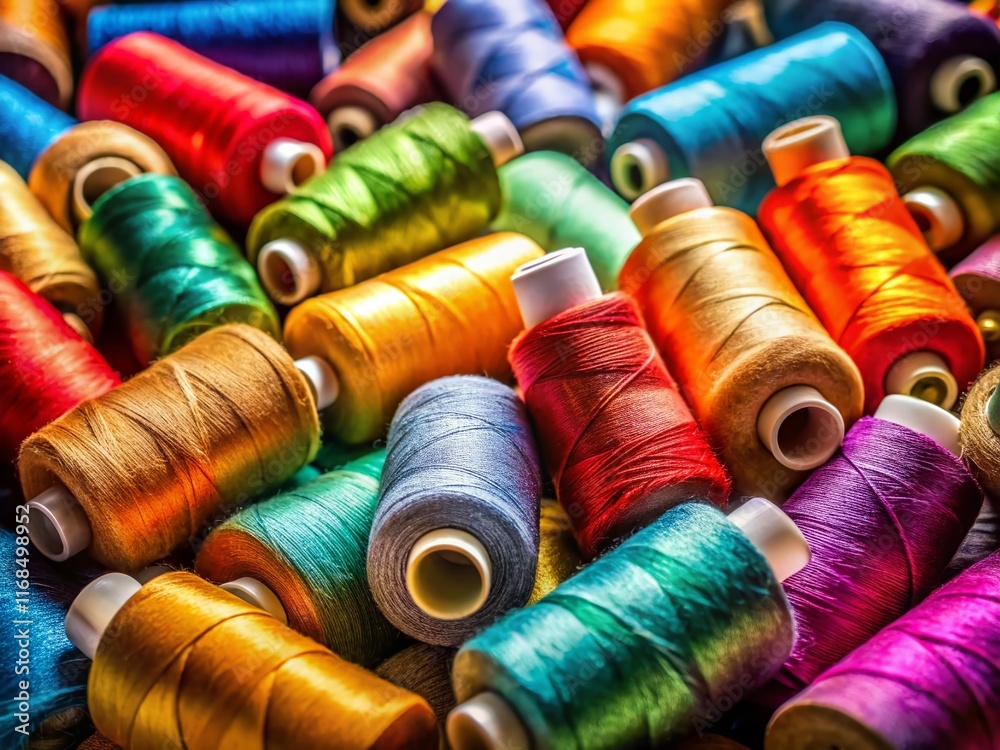 Colorful Sewing Threads Spools - Craft Supplies Close Up Candid Photo Colorful Sewing Threads Spools - Craft Supplies Close Up Candid Photo
