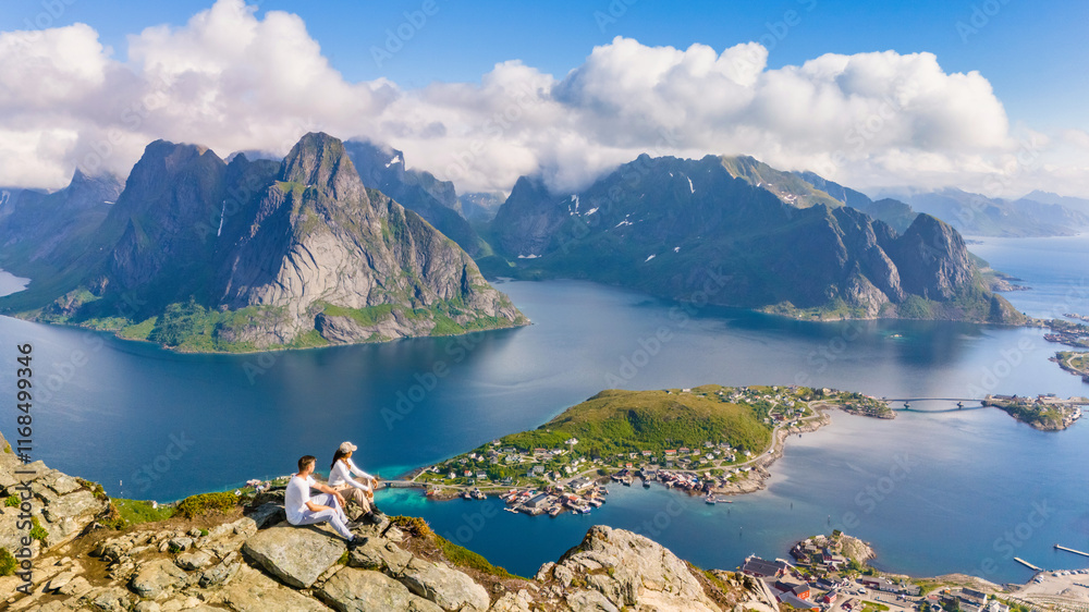 Naklejka premium A Breathtaking View From The Top of Norway, Reinebringen, Lofoten, Norway