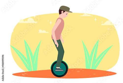 Monocycle Concept Illustration Stylish and Beautiful