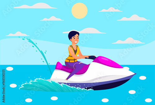 Jet Ski Concept Illustration Stylish and Beautiful