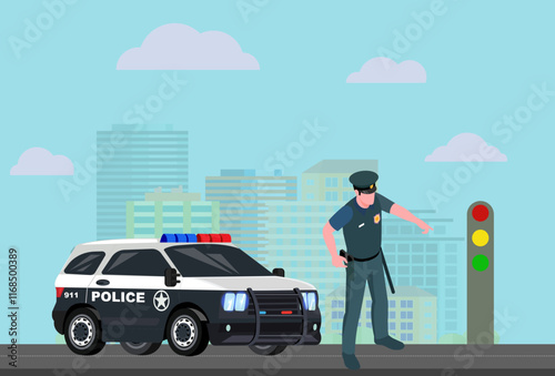 Police Car Concept Illustration Stylish and Beautiful