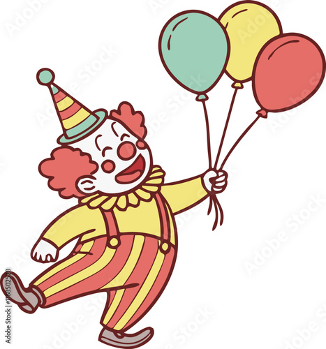 Vector illustration of Cartoon funny clown Circus. Clown with balloons vector clip-art