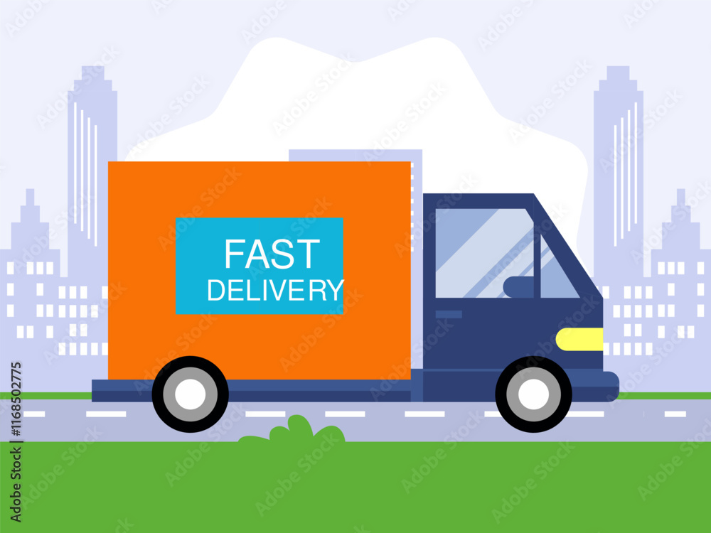 Delivery Truck Concept Illustration Stylish and Beautiful Delivery Truck Concept Illustration Stylish and Beautiful