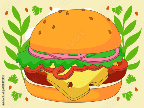 Burger Concept Illustration Stylish and Beautiful