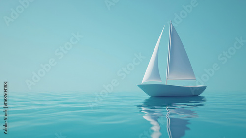 Wallpaper Mural white sailboat glides smoothly on calm, clear sea under serene sky Torontodigital.ca