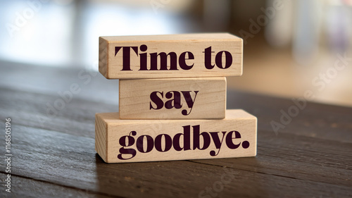 Three stacked wooden blocks display 