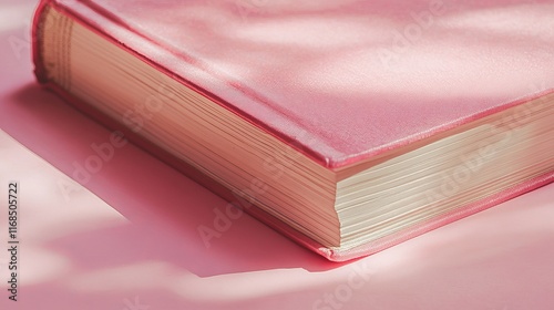 top of an pink book, direct view photo