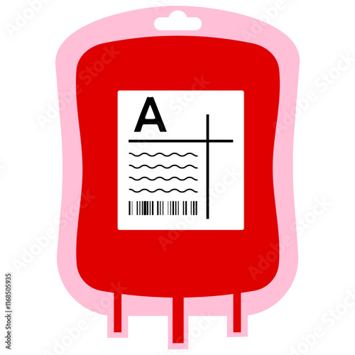 Illustration of Blood Bag Type A with Label