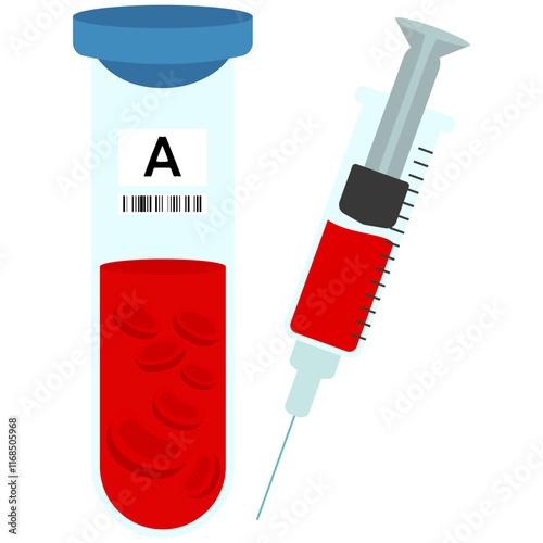 Illustration of Blood Sample in Tube with Syringe