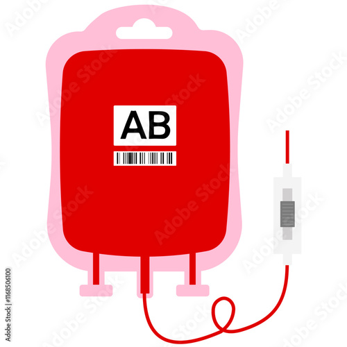 Illustration of Blood Bag Type AB with Tube
