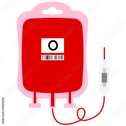 Illustration of Blood Bag Type O with Tube